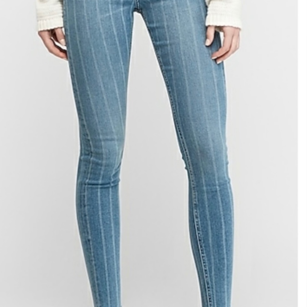 Striped High Rise Legging Jean (size 2R)